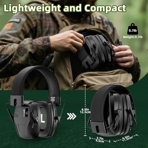Rechargeable Automatic Noise Cancelling Headphones Electronic Ear Muffs Music Volume Adjustable for Racing Mowing