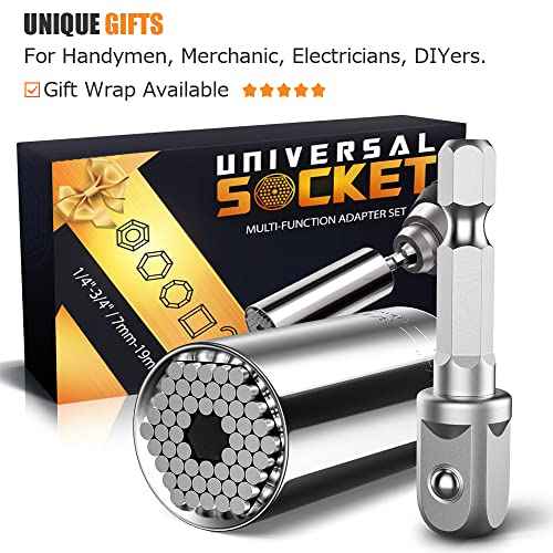 Stocking Stuffers for Men Super Universal Socket Tools Gifts for Men, Grip Set with Power Drill Adapter Cool Stuff Gadgets Present Ideas Gifts for Dad Husband Him Adults Mens Gifts Christmas for Women