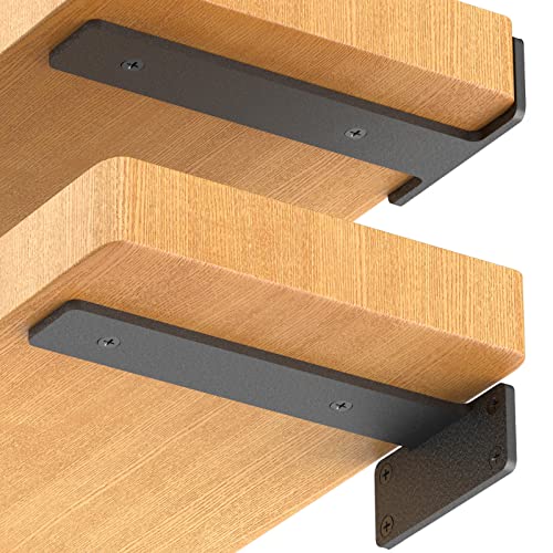 Starunder 6 Inch Floating Shelf Brackets Black 6 Pack - Heavy Duty Wall Supports