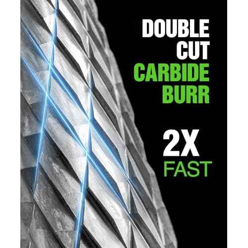 1/8" Carbide Burr Set ? 10 Pcs Double Cut Die Grinder Bits for Milling, Carving, Engraving, Drilling Wood & Metals ? YG-8x Carbide Drill Bit Set for Rotary Tools & Die Grinders