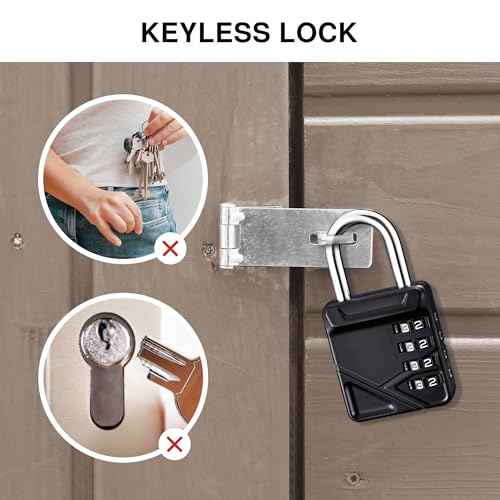 Puroma Combination Padlock, 4 Digit Waterproof Locks Outdoor Code Lock for Locker, School Gym Locker, Sports Locker, Gate, Case, Hasp Storage (2 Pack, Black)