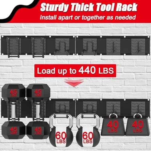 32 Inches Garage Organization,Wall Mount Garden Tool Organizer, 440lbs Adjustable Heavy Duty Metal Hanging Hooks, Garden Tool Hangers Storage Rack for Garage, Yard, and Shed (2 Racks, 6 Hooks)