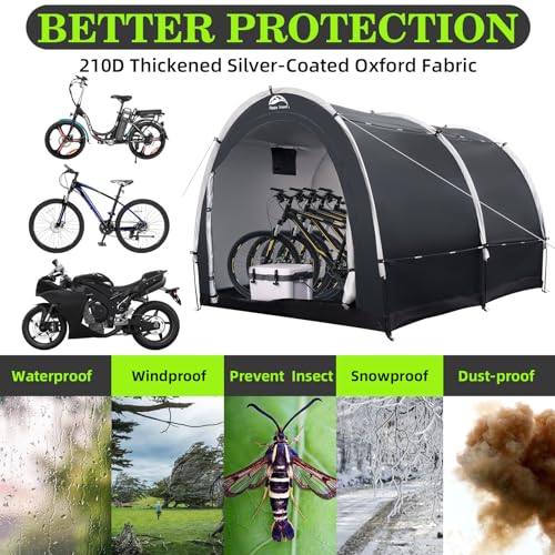 8x7x5.6ft Waterproof Bike Storage Tent Shed for 2-8 Bikes - Outdoor Portable Garage