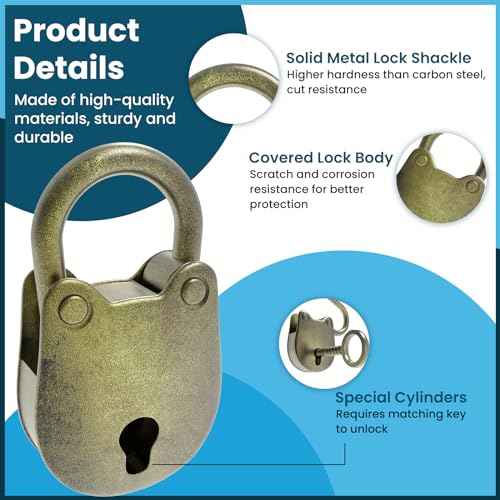 SDTC Tech 2pcs Mini Antique Padlock Retro Vintage Style Bear Head Shape Bronze Locks and Keys
