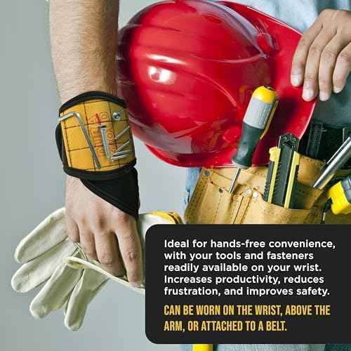 Dura-Gold Magnetic Wristband with Super Strong Magnets - Wrist Support Tool Belt that Holds Fasteners, Nails, Screws, Drill Bits - Mechanic, Handyman, Construction Worker, Electrician, Dad Mens Gift