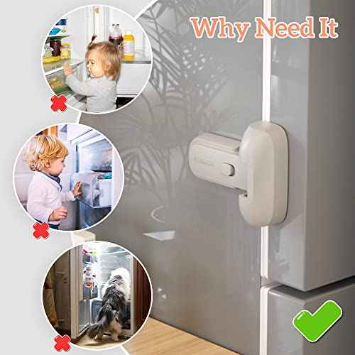 Mom's Choice Gold Awards Winner - EUDEMON 1 Pack Updated Child Proof Refrigerator/Fridge/Freezer Door Lock Apply to Max 1"(25mm) Sealing Strip for Toddlers and Kids, no Tools Need or Drill (Grey)