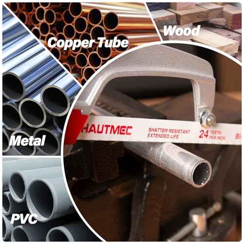 HAUTMEC 12" Hacksaw Blades 18 TPI ? 10 Pack Bi-Metal Replacement Blades with High-Speed Steel Teeth and Spring Steel Body, Professional Grade, Fits Most Hacksaw Frames