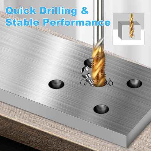 Rocaris 5 Pcs M3 M4 M5 M6 M8 Titanium Coated HSS Spiral Flute Metric Taps Set