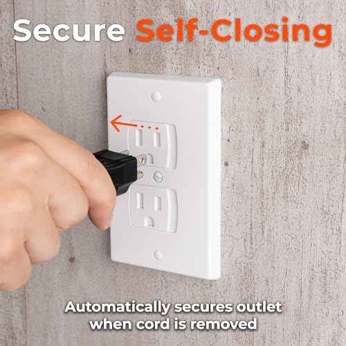 4-Pack Self-Closing Outlet Covers Baby Proofing - for Standard Single Screw & Decorator 2-Screw Outlets - Child Proof Sliding Outlet Covers