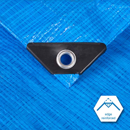 CARTMAN 10x12 Ft Blue Waterproof Poly Tarp Cover - Multipurpose Weatherproof Shelter