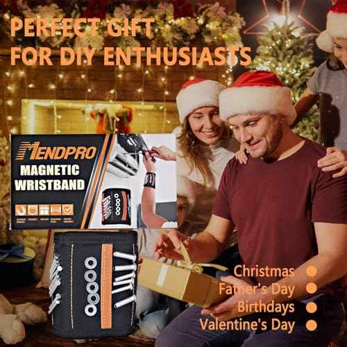Magnetic Wristband for Tools, Screws, Nails and Drill Bits, Magnetic Wrist Band Made from 15 Strong Magnets, Wrist Magnetic Screw Holder, Tool Gifts for Men, Dad, Husband, Grandpa, Handyman