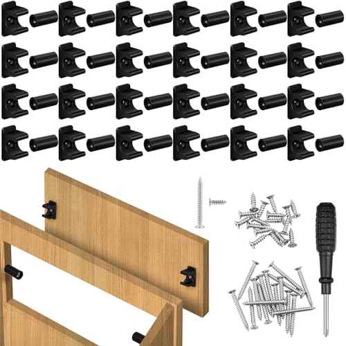 Juexica False Cabinet Front Clip False Drawer Front Clips Sink Tip Out Snap with Screws Screwdrivers for Hardware Replacements(Black,8 Pairs)