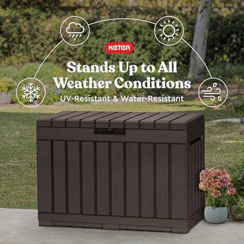 Keter Kentwood 50 Gallon Outdoor Storage Box Brown - Patio Side Table