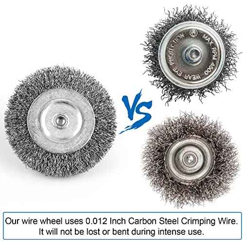 Wire Brush for Drill, Wire Wheel Brush Cup Set, Wire Wheel for Drill 0.012 Carbon Steel Wire, Drill Wire Brush for Drill 1/4 Inch Arbor for Cleaning Rust, Stripping and Drill Attachment