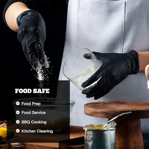 TitanFlex Heavy Duty Nitrile Exam Gloves 6-mil Large Black Disposable Food Safe