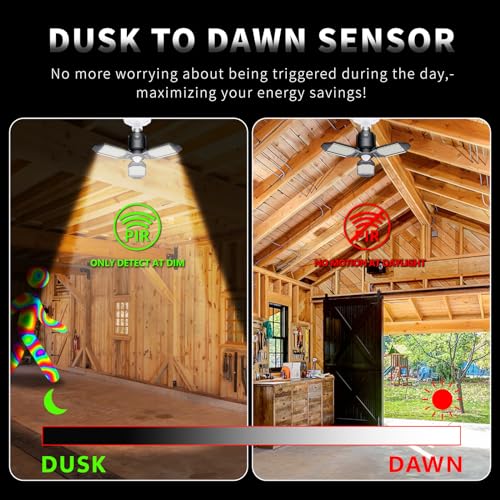 Craftersmark 80W Motion Sensor Garage Light with Dusk to Dawn, 1 Pack, Screw-In