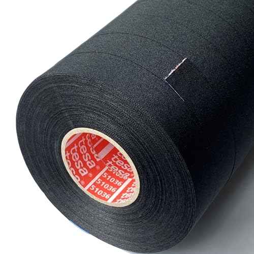 15 Tesa 51036 PET Cloth High Heat Electrical Tape for Wire Harness, Cables for Automotive Engine, Protect Against High Temperature, Abrasion, Chemical & Fluid | Flame Retardant | Black