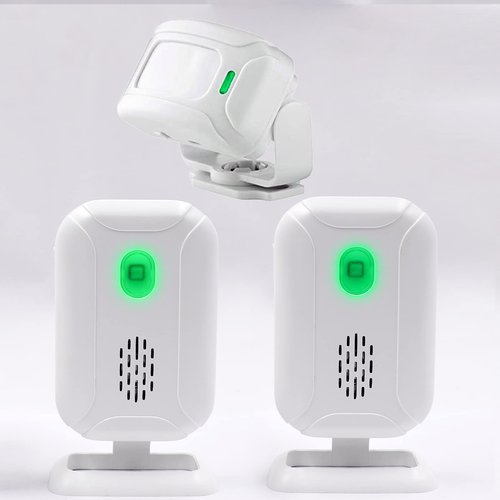 Wireless PIR Motion Sensor Detector Security Alarm Chime,Shop Store Office Home Front Door Entry Welcome Doorbell,Mailbox Alert, Garage Driveway Alarm,with Night Light (2 Receiver and 1 PIR Detectors)