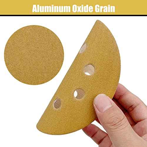 5 Inch Sanding Discs Hook and Loop, 120 Grits 8 Holes Sandpaper Round Orbital Sander Paper for Woodworking Car Boat Metal Polishing, 50pcs