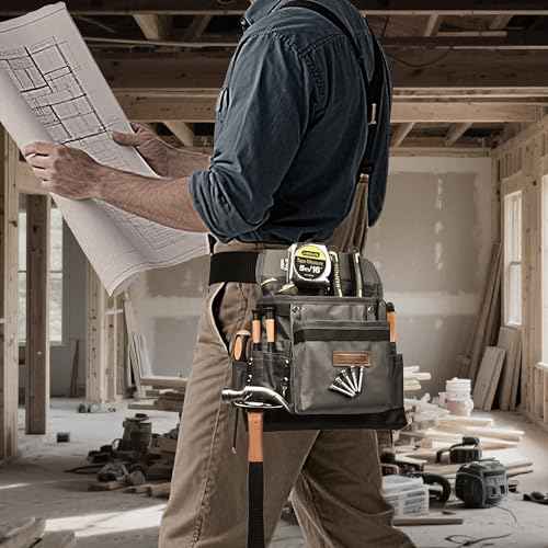 Small Tool Belt Pouches,Tool Belts for men,magnetic tool belt,11-Pockets,Electrician Construction,Carpentry.Heavy Duty nylon belt with metal buckle.1680D Oxford.