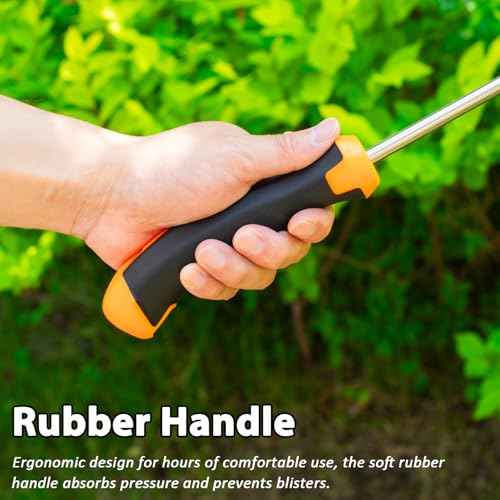 Uprooting Weeding Tool - Hand Held Weeder Puller Tool, Rubber Handle, 4 Teeth Weed Remover for Garden Farm Weeding
