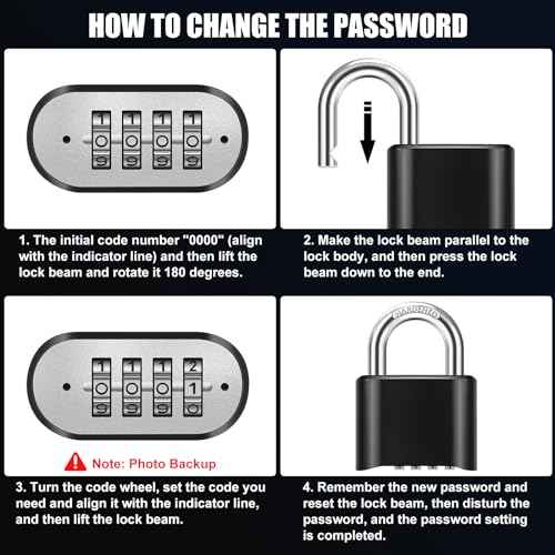 Diyife Outdoor Combination Padlock, [Design of Hidden Password] Weatherproof Resettable Combination Padlock, High Security for Sheds Fence, Locker, Home, School, Garage, Garden, Gate Hasps