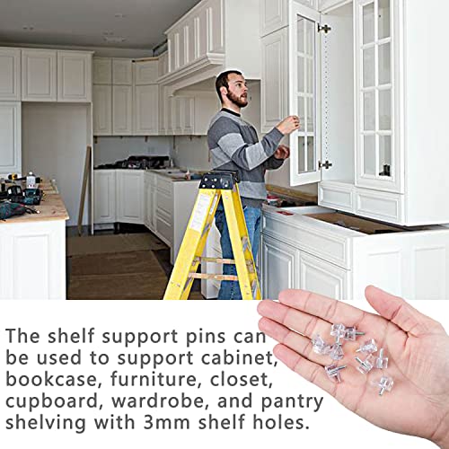 Sazoemao 5mm Clear Plastic Shelf Support Pegs - Set of 20, Durable Cabinet Shelf Pins for Kitchen and Furniture