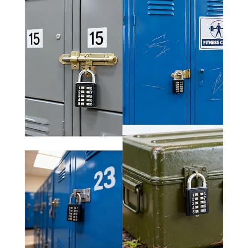ZENG 10-Button Combination Padlock ? Pre-Set 5-Digit Unchangeable Code, Hardened Steel Shackle for Gym Lockers, Toolboxes, Fences(Black-1pcs)