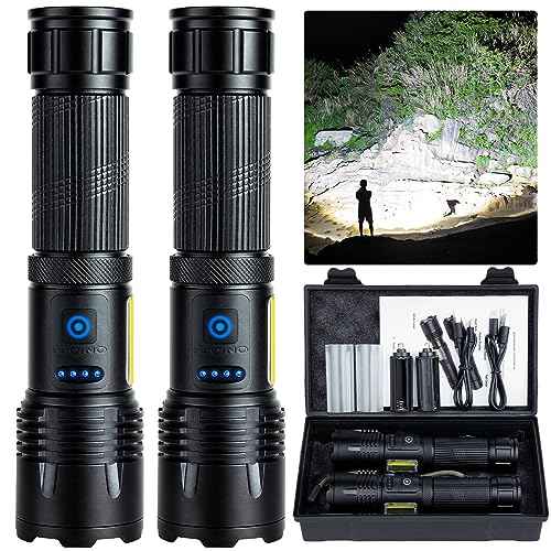 Rechargeable LED Flashlights High Lumen,99,000 Lumens Super Bright Flashlight,Powerful Flash Light 7 Modes with COB Work Light IPX7 Waterproof for Outdoor Emergency Camping Hiking¡¦