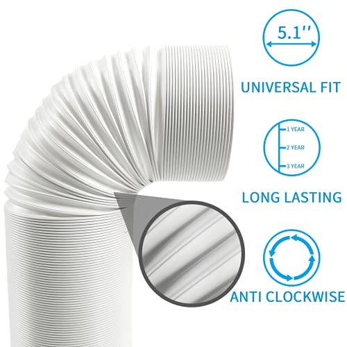 Qualward 5.1 Inch Anti-Clockwise Portable AC Exhaust Hose, 80-Inch Expandable Vent Tube