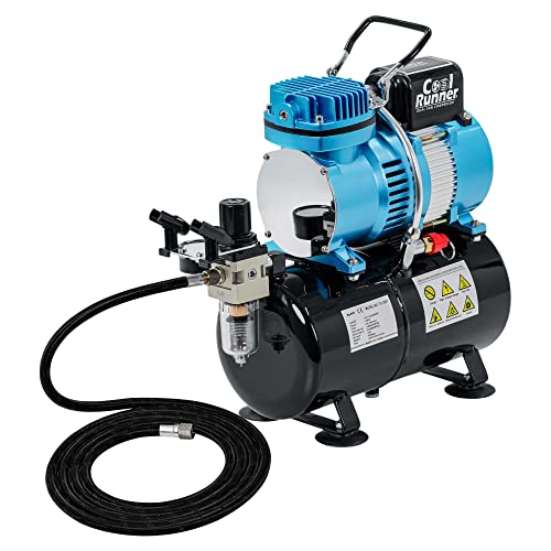 Master Airbrush Cool Runner II Dual Fan Tank Air Compressor Kit 1/5 HP