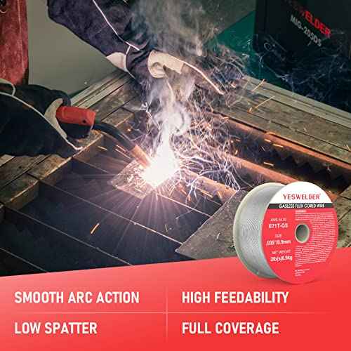 YESWELDER Flux Core Gasless MIG Wire, E71T-GS Mild Carbon Steel .035-Inch Diameter 2-Pound, Strong ABS Plastic Spool Welding Wire (3Packs)