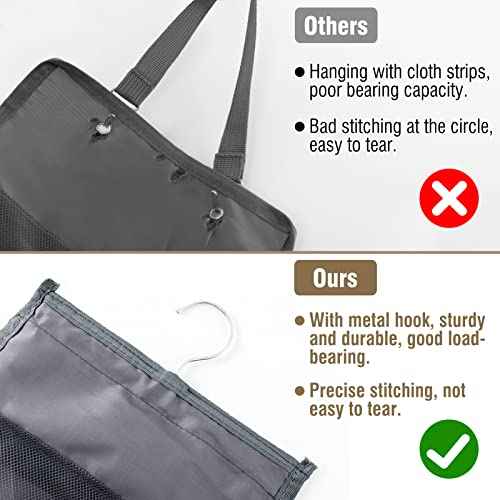 2 Pack Legging Storage Organizer- Hanging Closet Organizer System Clothes Closets Holder with 20 Roll Independent Compartments for Yoga Leggings T-Shirts Bras Socks Pants Tank Top Towel(Grey)