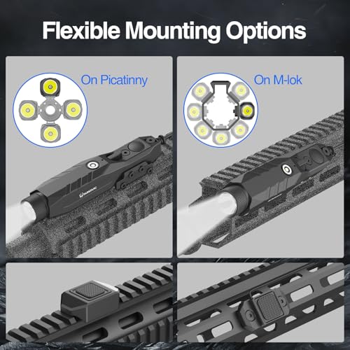 DARKFANG Mlok and Picatinny Tactical Flashlight, 1450 Lumen Low Profile Rifle Light with Remote Switch