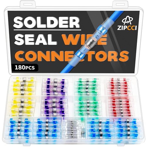 180Pcs Waterproof Heat Shrink Solder Seal Wire Connectors Kit - Marine & Automotive Electrical Terminals