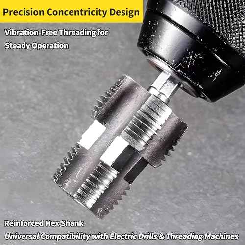 Electric Drill Compatible PVC Pipe Threader Kit with Various Die Sizes, PVC Thread Maker Tool for Electric Drill, 1/2" 3/4" Tool, Plastic Pipe Threader Kit, Rethreading Tool for Water Pipes (Internal)