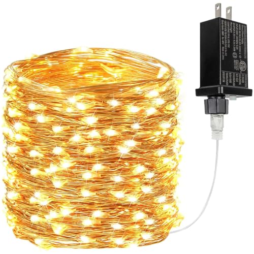 BHCLIGHT 66FT 200 LED Warm White Fairy Lights with 8 Modes & Timer, Waterproof Indoor Outdoor String Lights