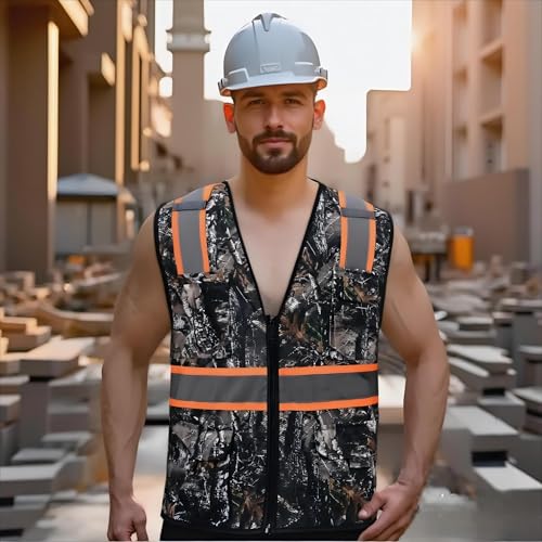 Class 2 High Visibility Reflective Safety Vests Women & Men With 5 Pockets And Zipper Front,Meets Ansi/Isea Standards