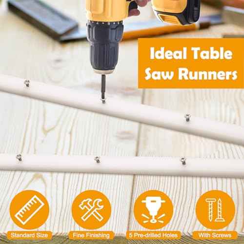 2PCS Crosscut Sled, Catcan Table Saw Sled Kit with Predrilled Holes and 12 Screws, 3/4" x 3/8" x 17" Miter Bars for Table Saw Runners(2)