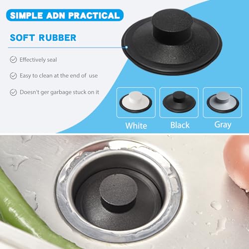 RQYEKDO 3-1/2" Kitchen Sink Stopper & Garbage Disposal Plug – Black Plastic