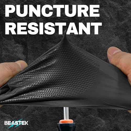 Beastek Nitrile Disposable Gloves, 8Mil Latex & Powder Free Chemical Resistant Heavy Duty Cooking Diamond Gloves Black 100Pcs