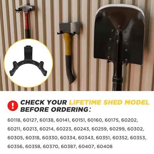 Tool Hook for Lifetime Shed Accessories: 12 Pcs ABS Storage Shed Hooks for Electric Hand Gardening Tools - Does Not Work on Horizontal Siding Sheds - Black