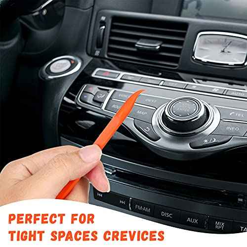 Minatee 18 Pieces Non-scratch Plastic Scraper Tool Multi-purpose Carbon Fiber Pen-shaped Plastic Scraper for Cleaning Small and Narrow Space(Orange)