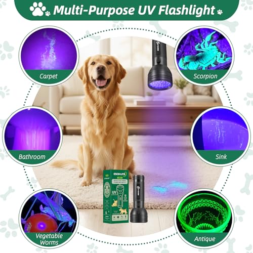 ESCO LITE 51 LED UV Black Light for Pet Urine Detection & Stain Inspection