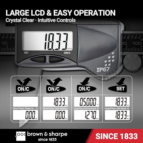 Brown & Sharpe 8" IP67 Coolant Proof Stainless Steel Digital Caliper