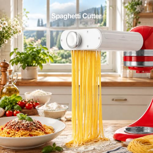 Antree White 3-in-1 Pasta Roller & Cutter Attachment for KitchenAid Stand Mixers