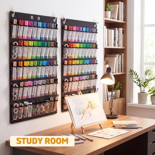 Ofiray-Home 100-Pocket Over-the-Door Parts Organizer - Black, Large