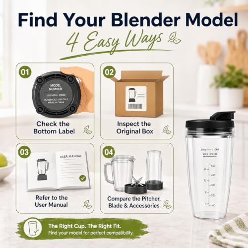 3x 24oz Ninja Blender Cups with To-Go Lids Replacement for BN401, BL450, BL456, BL480, BN751, BN801, SS101, SS151