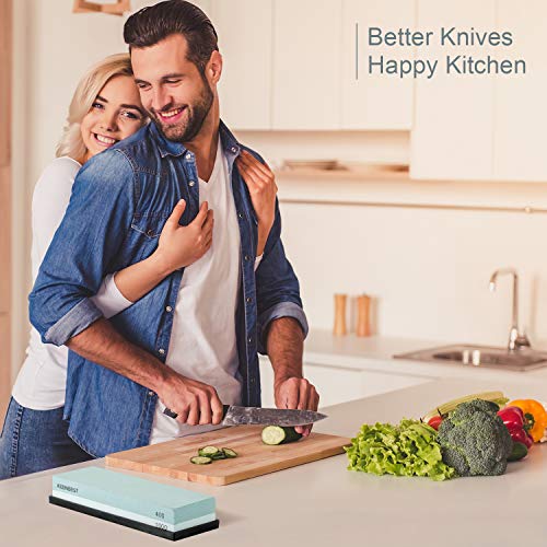 KEENBEST 400/1000 Grit Whetstone Sharpening Stone Set for Knives & Tools