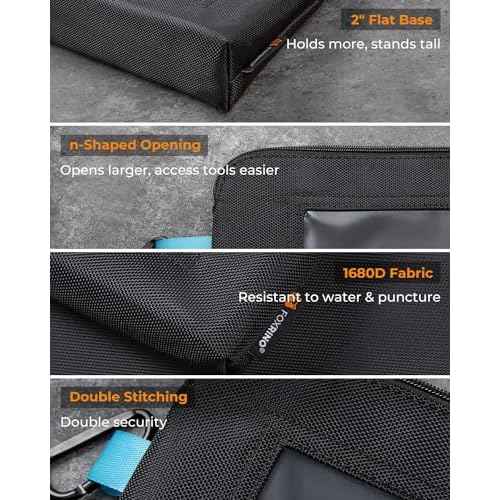 Tool Pouch with Clear Window, 1680D Oxford Small Tool Bag, Heavy Duty Tool Pouches with Zipper, Clear Utility Bag Zipper Pencil Pouches for Organizing and Storage, Pencil Case, 3 Pack